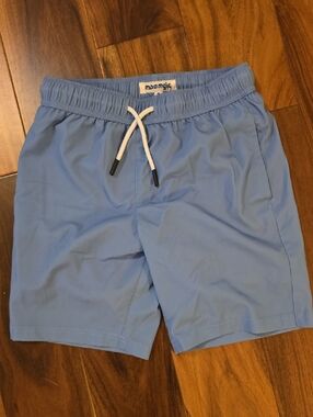 Kids Light Blue Swim Trunks with Drawstring